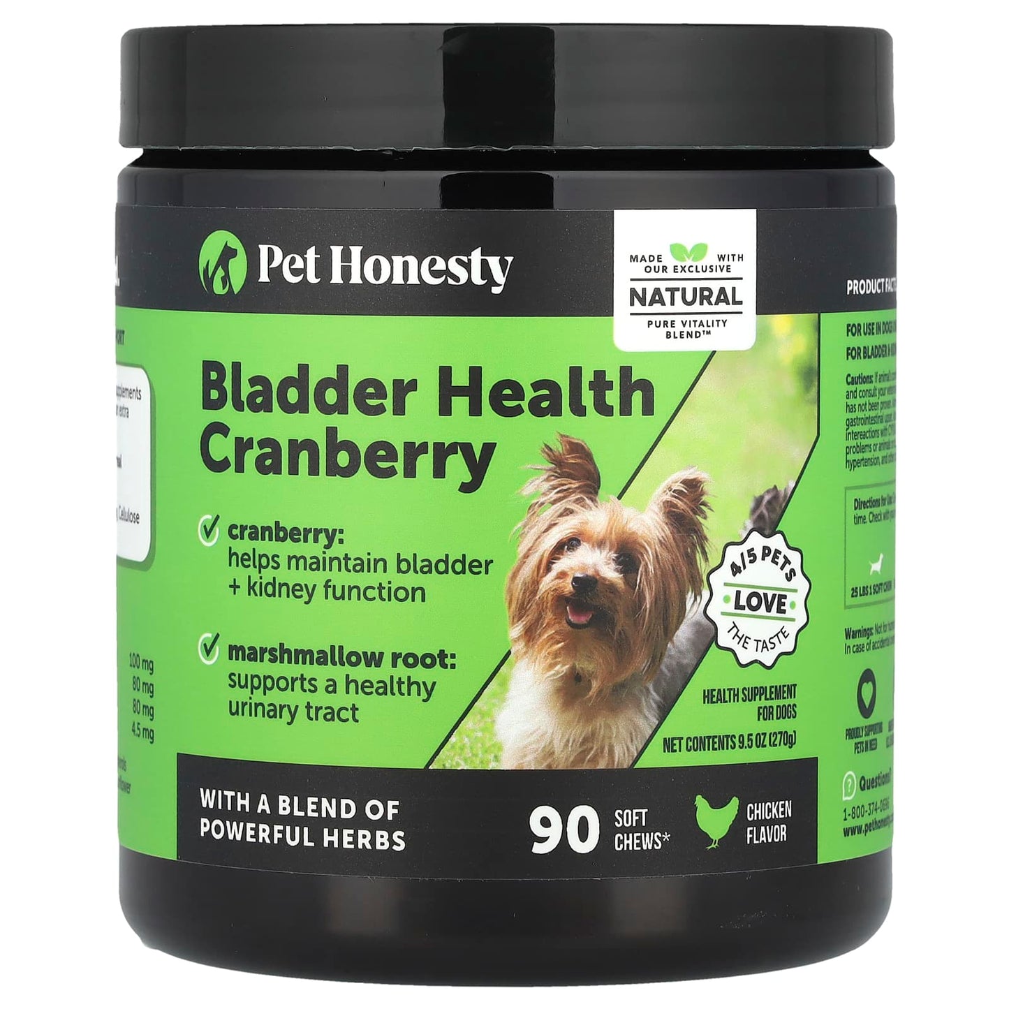 Pet Honesty, Bladder Health Cranberry, For Dogs, Chicken, 90 Soft Chews, 9.5 oz (270 g) - Image 1