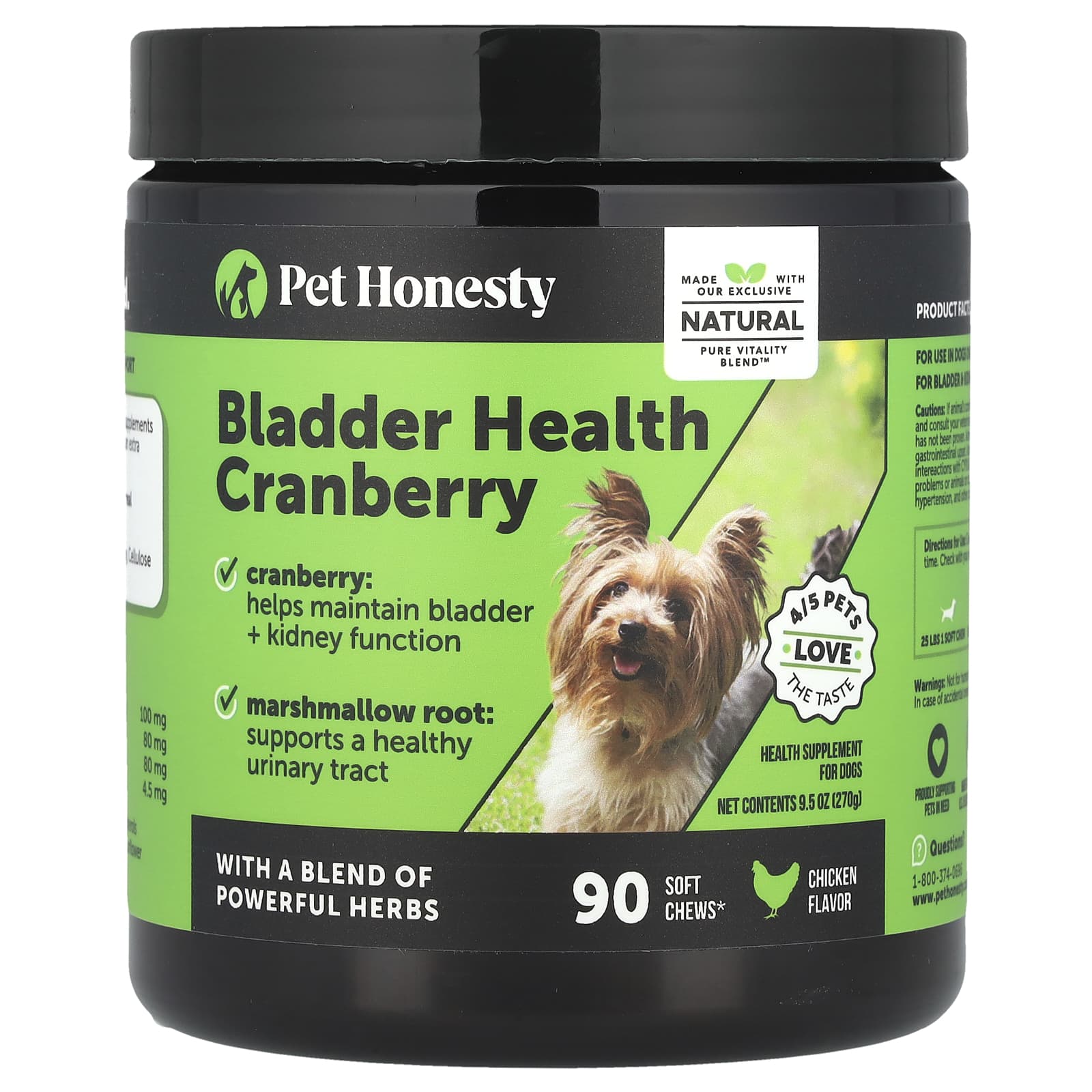 Pet Honesty, Bladder Health Cranberry, For Dogs, Chicken, 90 Soft Chews, 9.5 oz (270 g) - Image 1