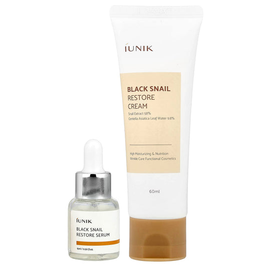 iUNIK Black Snail Skin Care Set - 2 Piece Cream & Serum Set - Image 1