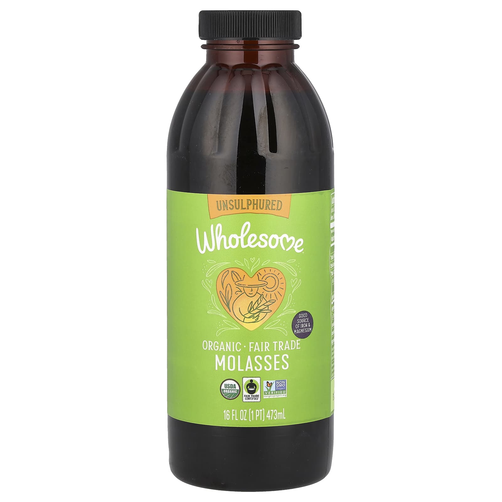 Wholesome Sweeteners, Organic Molasses, Unsulphured, 16 fl oz (473 ml) - Image 1