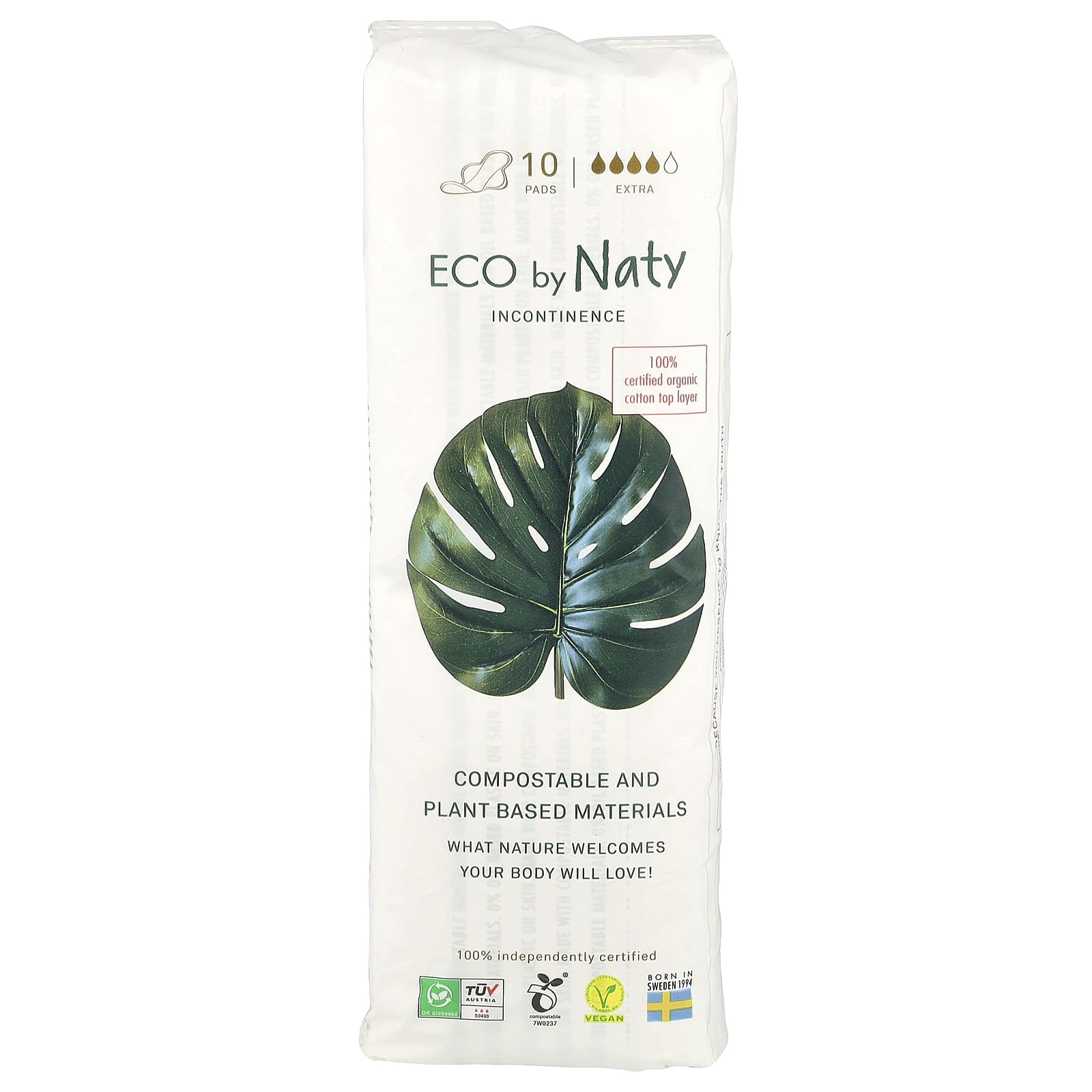 Naty, Incontinence Pads, Extra, 10 Pads - Image 1