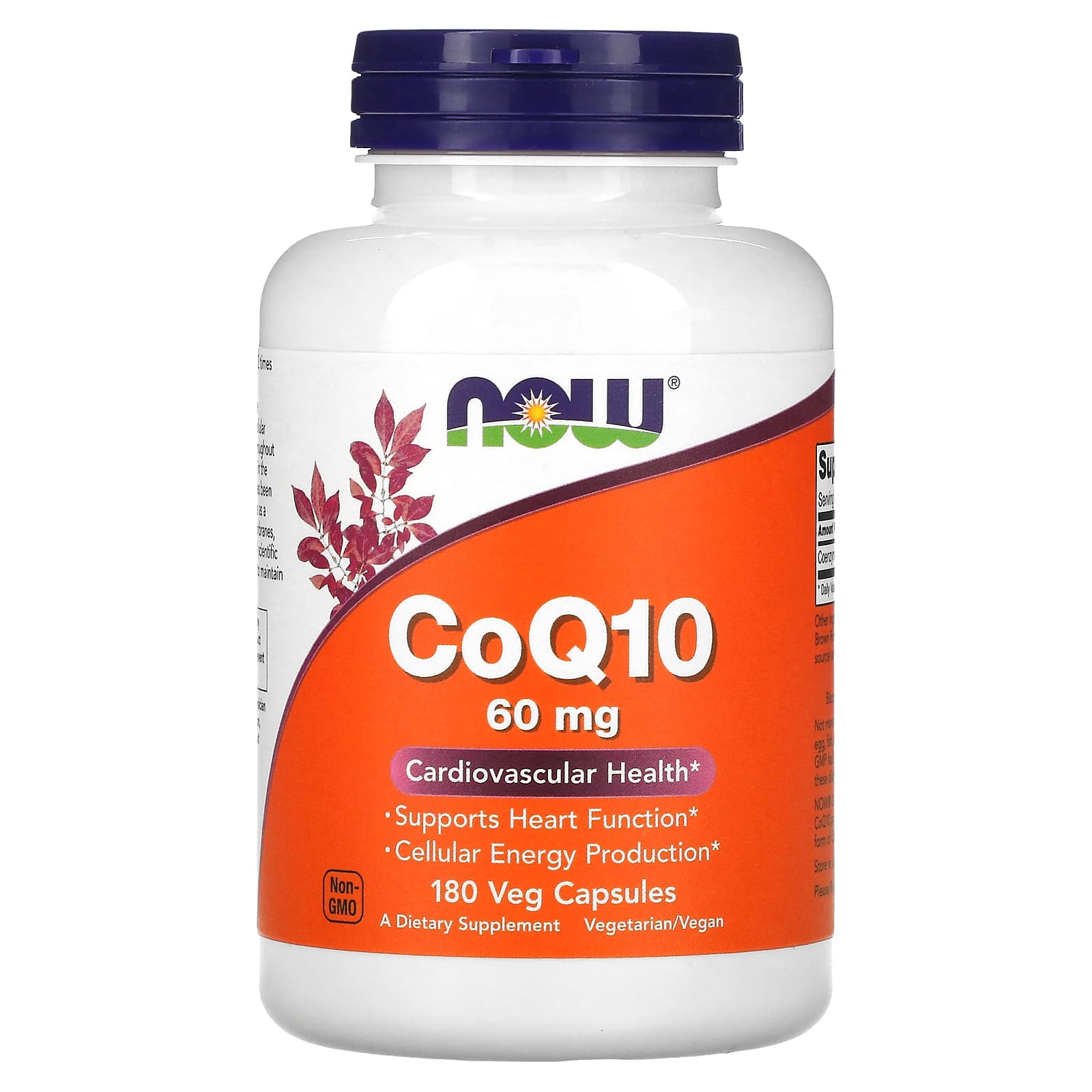 NOW Foods, CoQ10, 60 mg, 180 Veg Capsules - Image 1