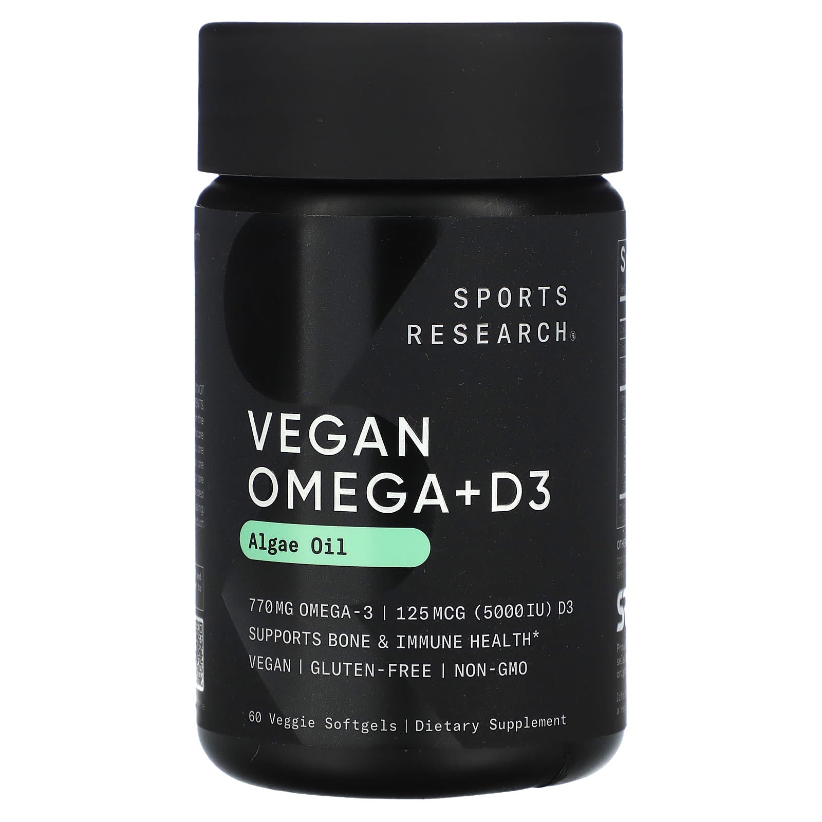 Sports Research, Vegan Omega + D3, 60 Veggie Softgels - Image 1