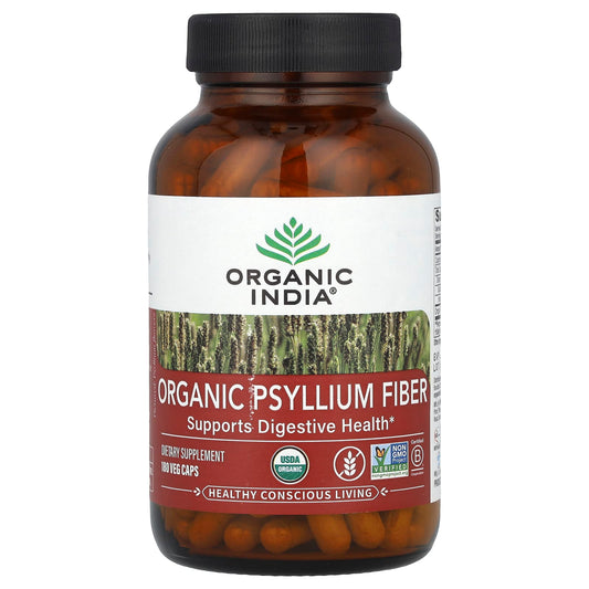 Organic India, Organic Psyllium Fiber, 180 Veg Caps (0.52 g per Capsule) - Image 1