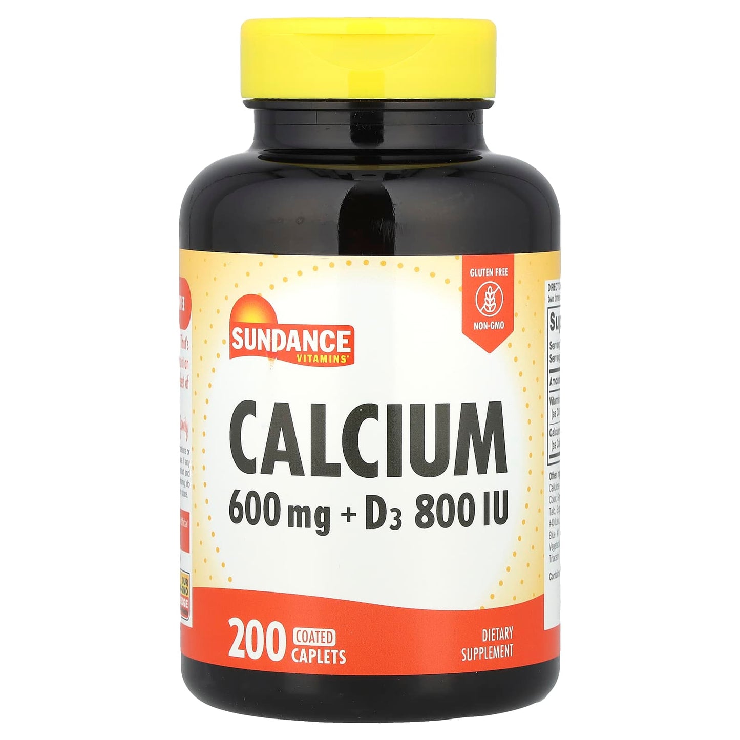 Sundance Vitamins, Calcium + D3, 200 Coated Caplets - Image 1