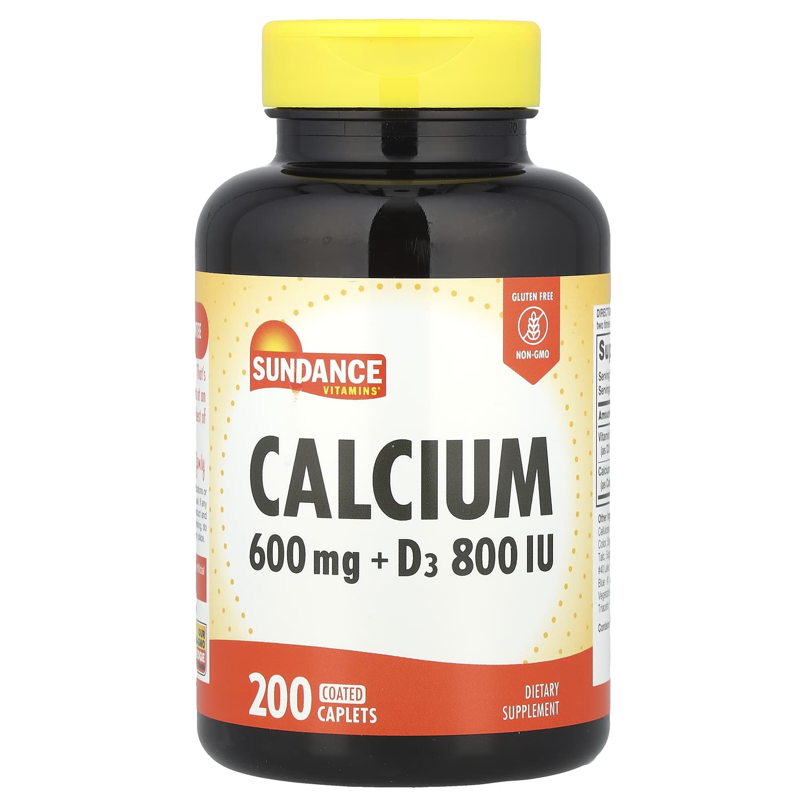 Sundance Vitamins, Calcium + D3, 200 Coated Caplets - Image 1