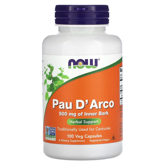 NOW Foods, Pau D'Arco, 500 mg, 100 Veg Capsules - Image 1