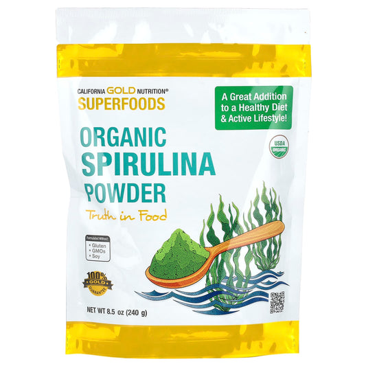 California Gold Spirulina Powder, Organic Superfood Supplement, 8.5 oz - Image 1