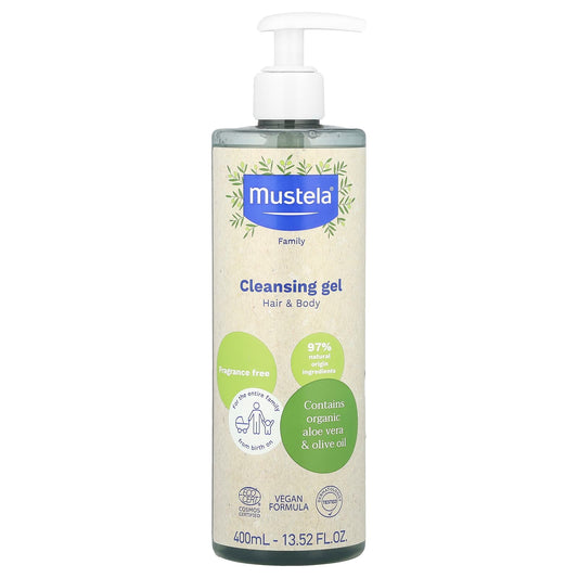 Mustela, Family, Cleansing Gel, Hair & Body, Fragrance Free, 13.52 fl oz (400 ml) - Image 1