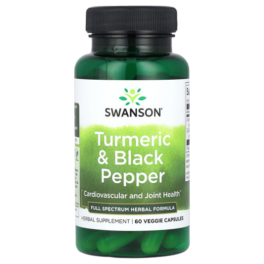 Swanson, Turmeric & Black Pepper, 60 Veggie Capsules - Image 1
