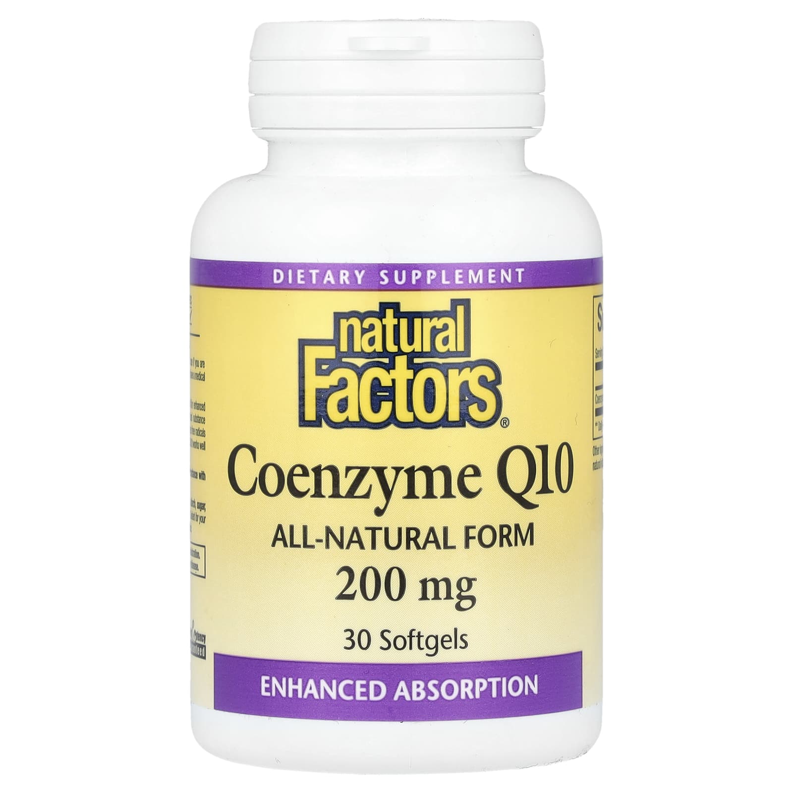 Natural Factors, Coenzyme Q10, 200 mg, 30 Softgels - Image 1