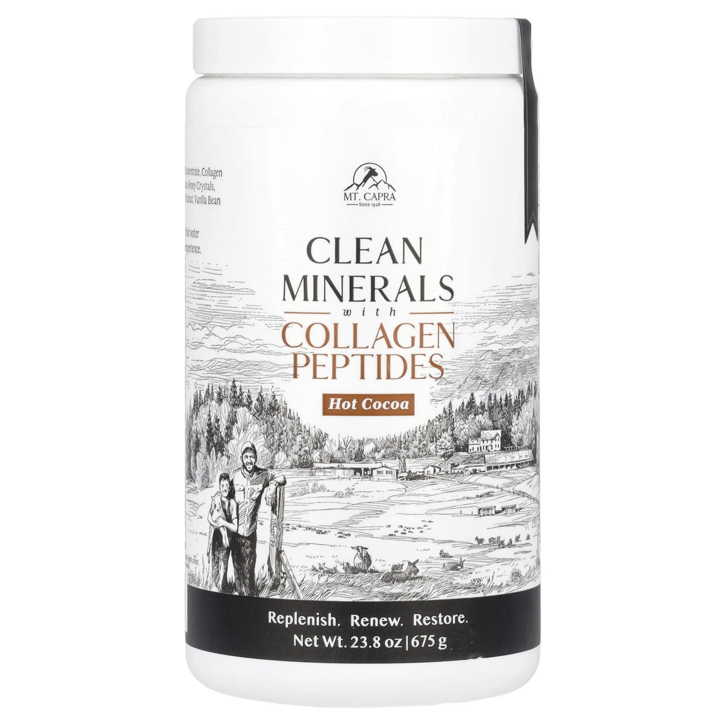 Mt. Capra, Clean Minerals with Collagen Peptides, Hot Cocoa, 23.8 oz (675 g) - Image 1