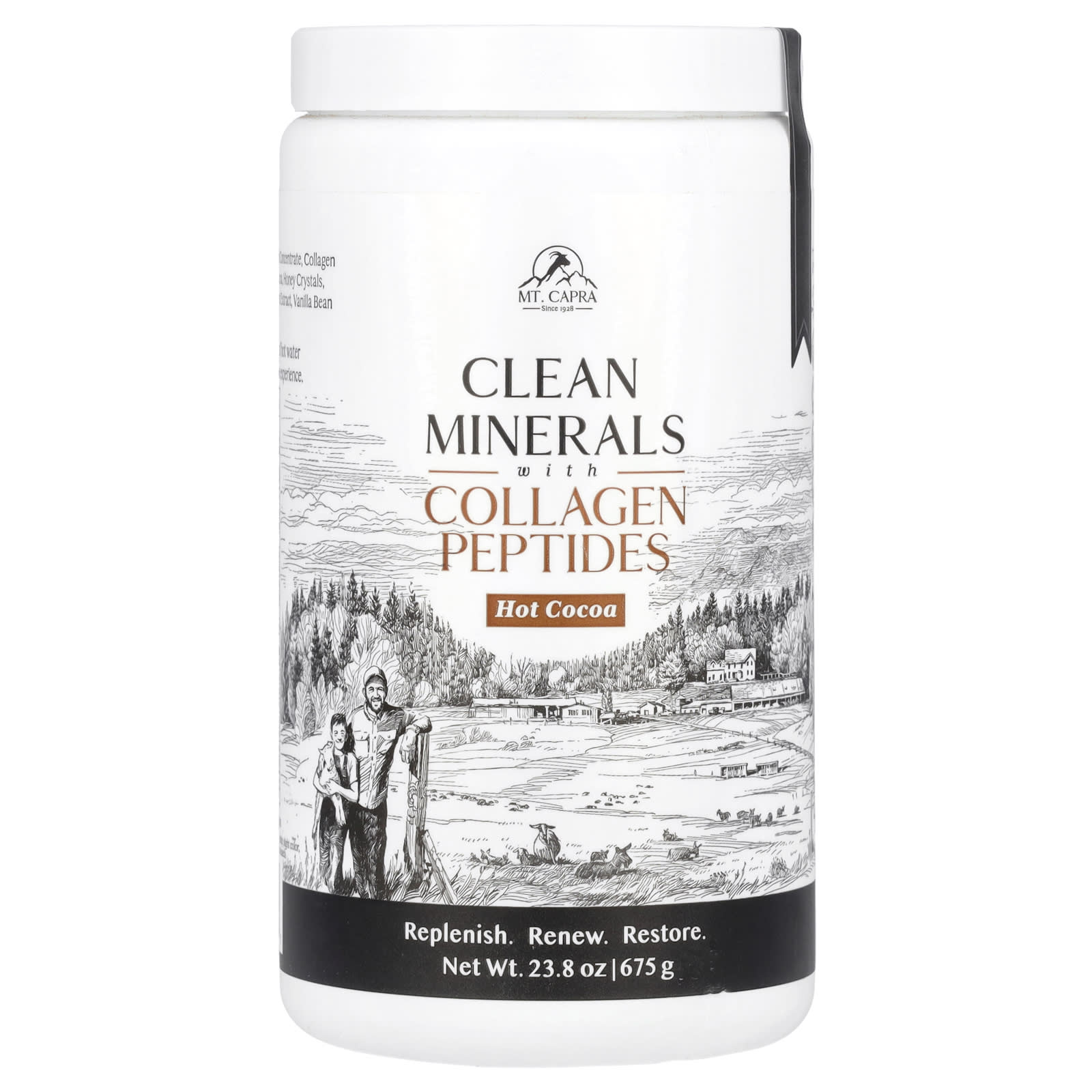 Mt. Capra, Clean Minerals with Collagen Peptides, Hot Cocoa, 23.8 oz (675 g) - Image 1