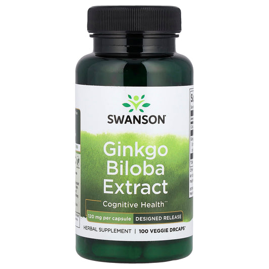 Swanson, Ginkgo Biloba Extract, 120 mg, 100 Veggie DRcaps - Image 1