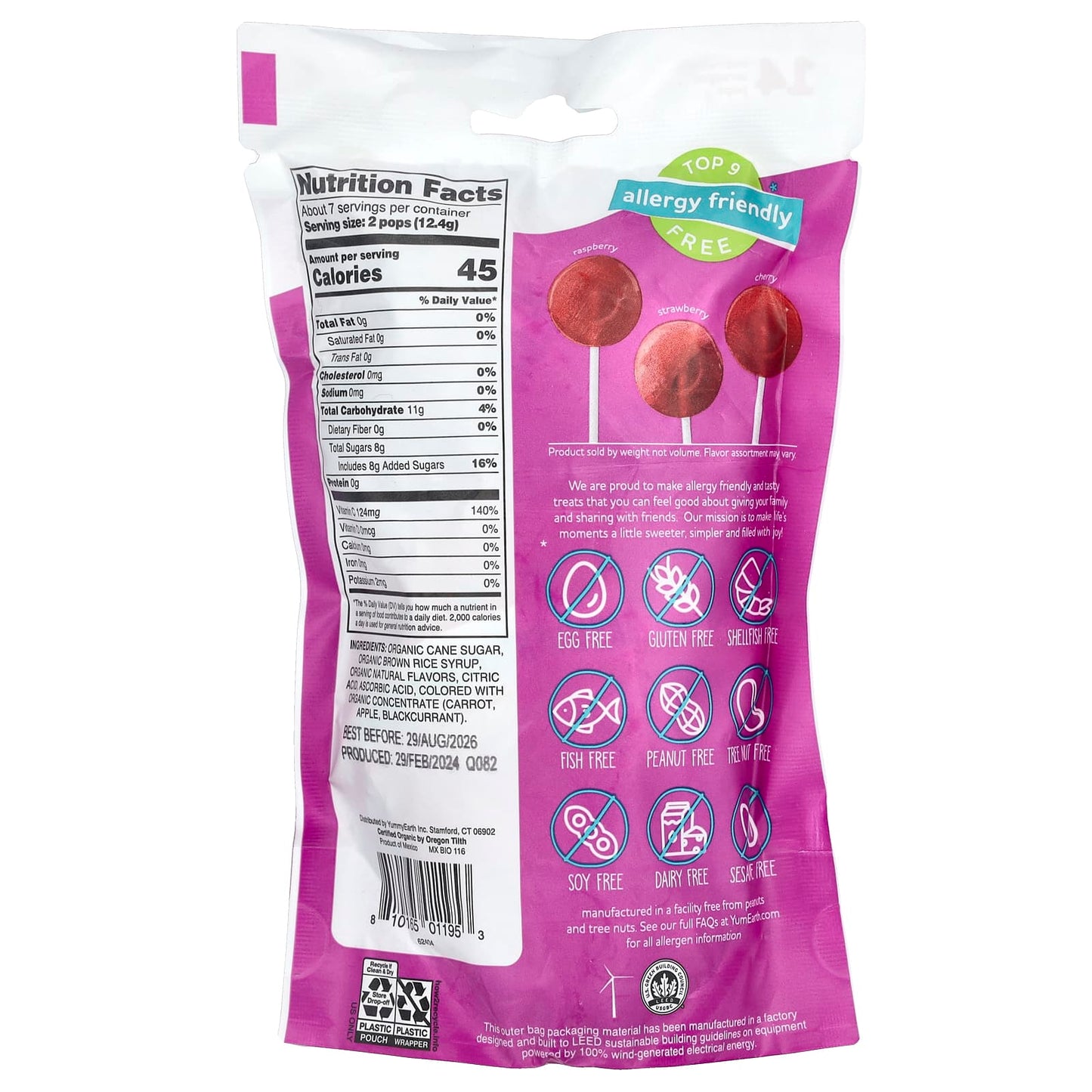 YumEarth, Organic Vitamin C Pops, Assorted, 14 Pops, 3.1 oz (87 g) - Image 2