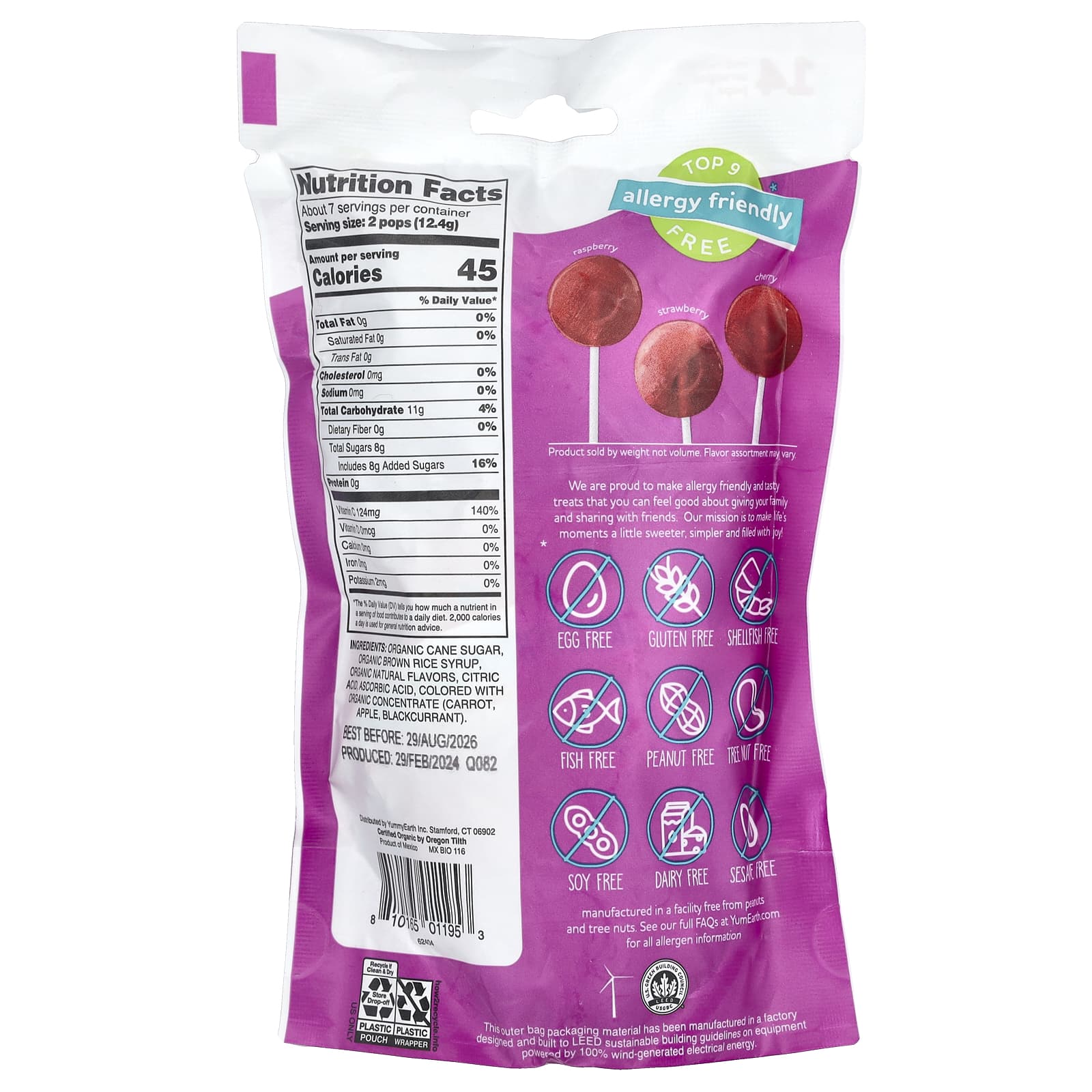 YumEarth, Organic Vitamin C Pops, Assorted, 14 Pops, 3.1 oz (87 g) - Image 2