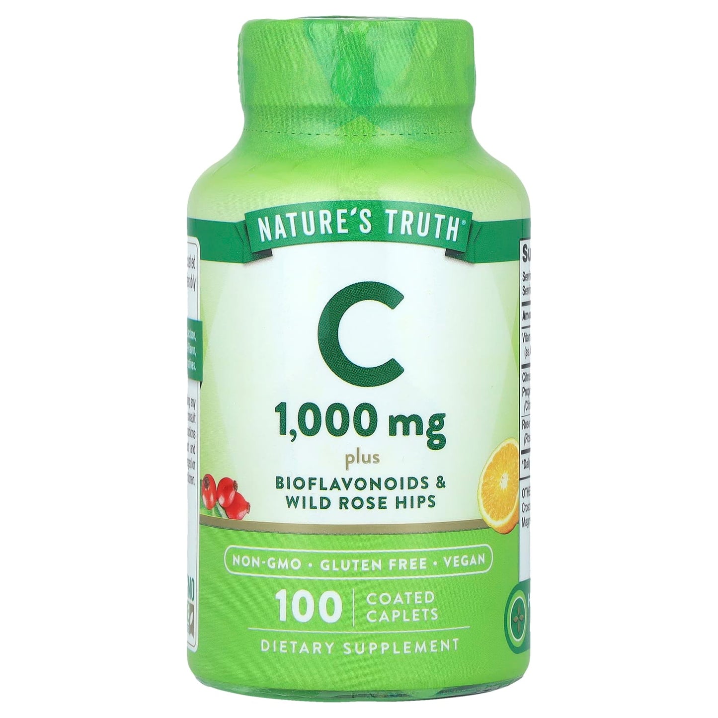 Nature's Truth, Vitamin C Plus Bioflavonoids & Wild Rose Hips, 100 Coated Caplets - Image 1