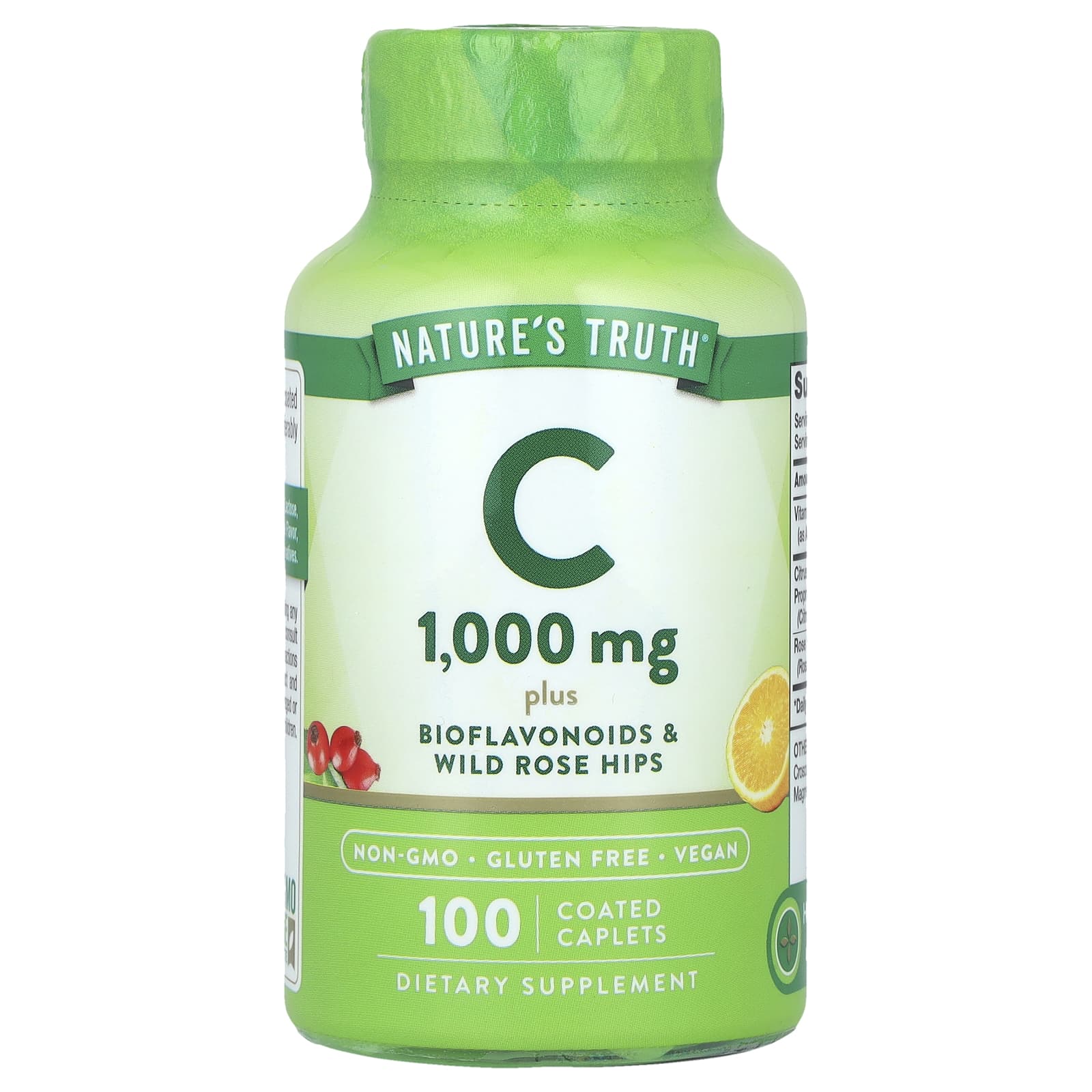 Nature's Truth, Vitamin C Plus Bioflavonoids & Wild Rose Hips, 100 Coated Caplets - Image 1