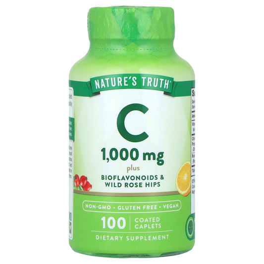 Nature's Truth, Vitamin C Plus Bioflavonoids & Wild Rose Hips, 100 Coated Caplets - Image 1