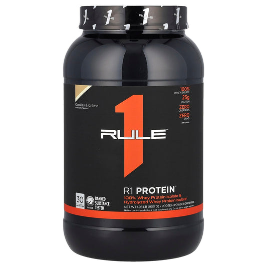 Rule One Proteins, R1 Protein Powder Drink Mix, Cookies & Creme, 1.98 lb (900 g) - Image 1