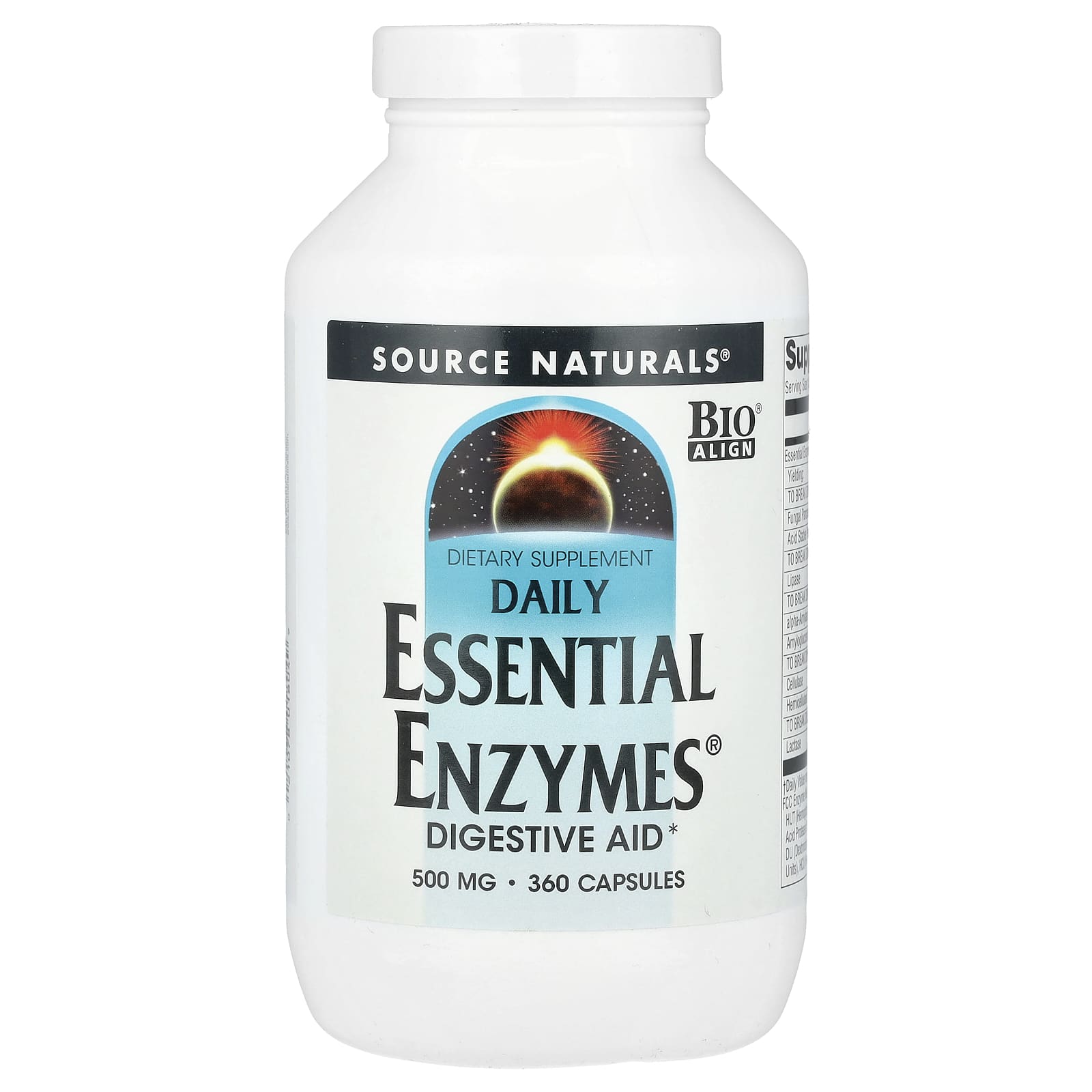 Source Naturals, Daily Essential Enzymes®, 500 mg, 360 Capsules - Image 1