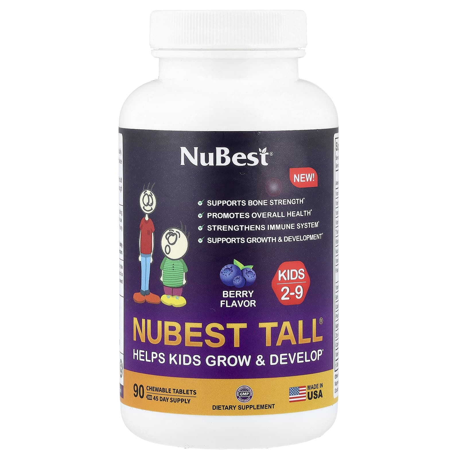 NuBest, Tall®, Kids 2-9, Berry, 90 Chewable Tablets - Image 1