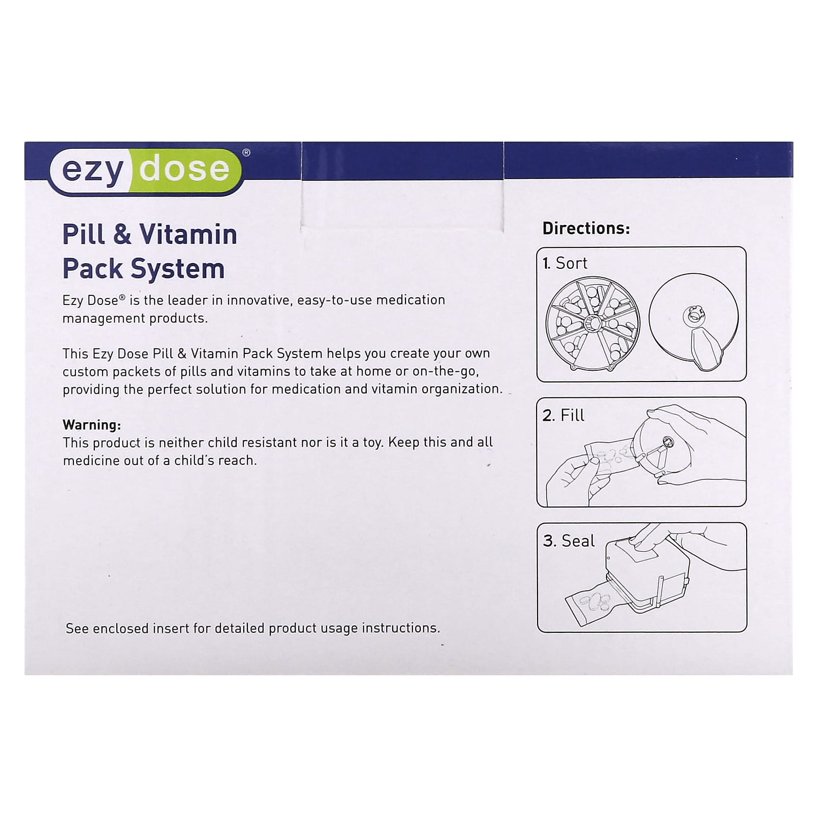 Ezy Dose Pill & Vitamin Pack System, Customizable Medication Organizer - Image 2