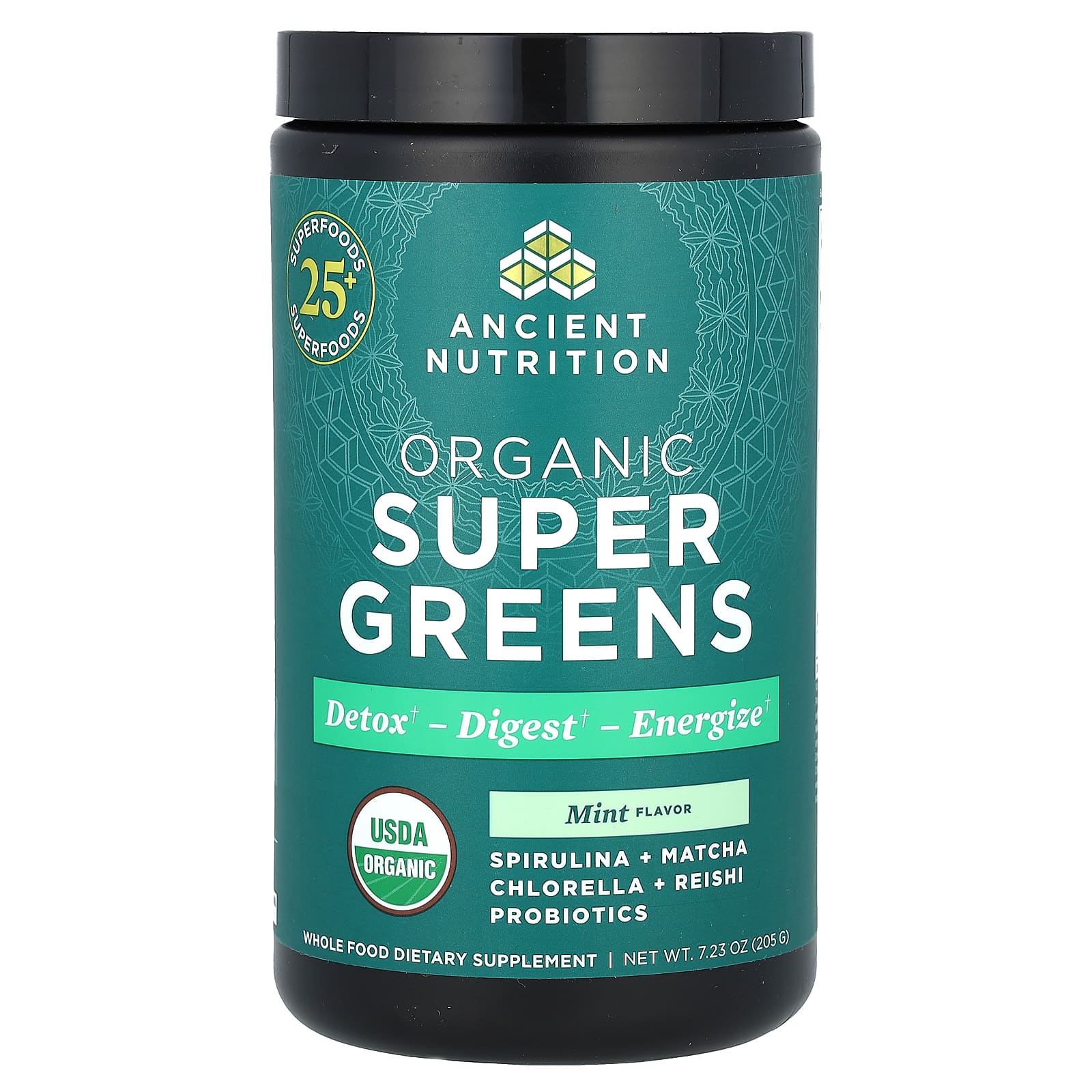 Ancient Nutrition Organic SuperGreens Powder with Mint, USDA Organic, 7.23 oz - Image 1
