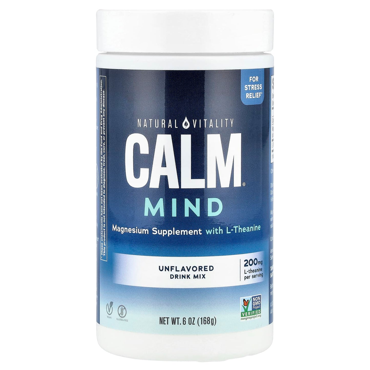 Natural Vitality, CALM® Mind, Magnesium Supplement with L-Theanine Drink Mix, Unflavored, 6 oz (168 g) - Image 1