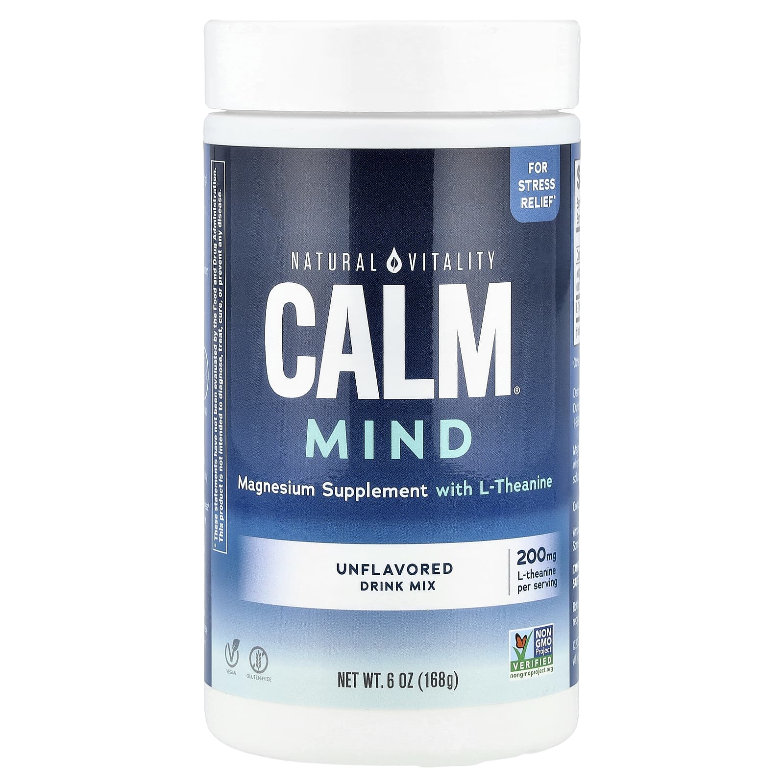 Natural Vitality, CALM® Mind, Magnesium Supplement with L-Theanine Drink Mix, Unflavored, 6 oz (168 g) - Image 1