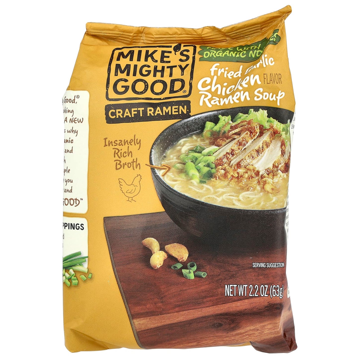 Mike's Mighty Good, Craft Ramen, Fried Garlic Chicken Ramen Soup, 2.2 oz (63 g) - Image 1