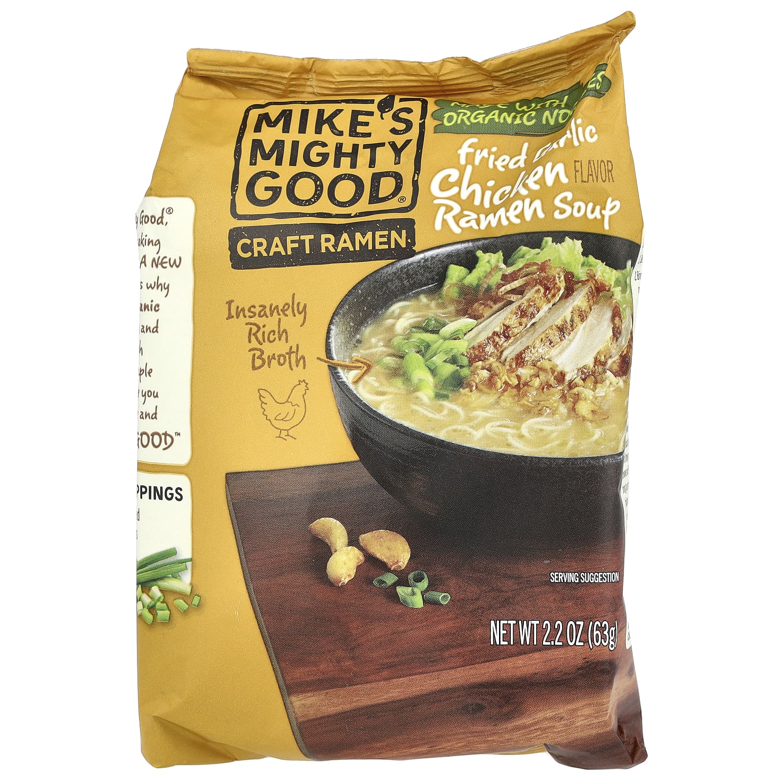Mike's Mighty Good, Craft Ramen, Fried Garlic Chicken Ramen Soup, 2.2 oz (63 g) - Image 1