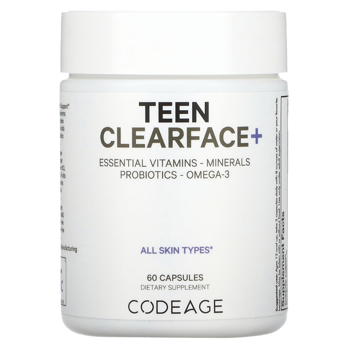 Clear Skin for Teens - CodeAge Teen Clearface+ Vitamins - Image 1