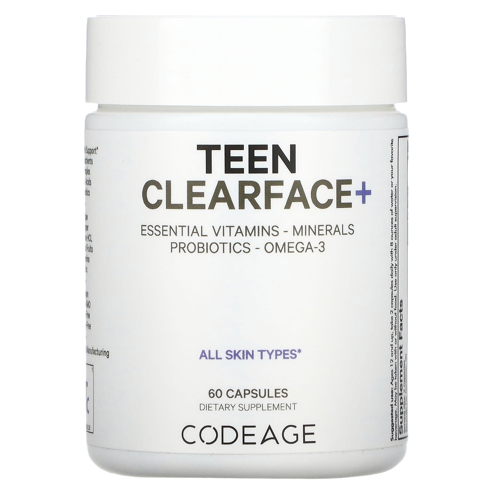 Clear Skin for Teens - CodeAge Teen Clearface+ Vitamins - Image 1