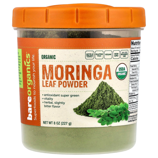 Organic Moringa Leaf Powder by BareOrganics for Energy & Nutrition - Image 1