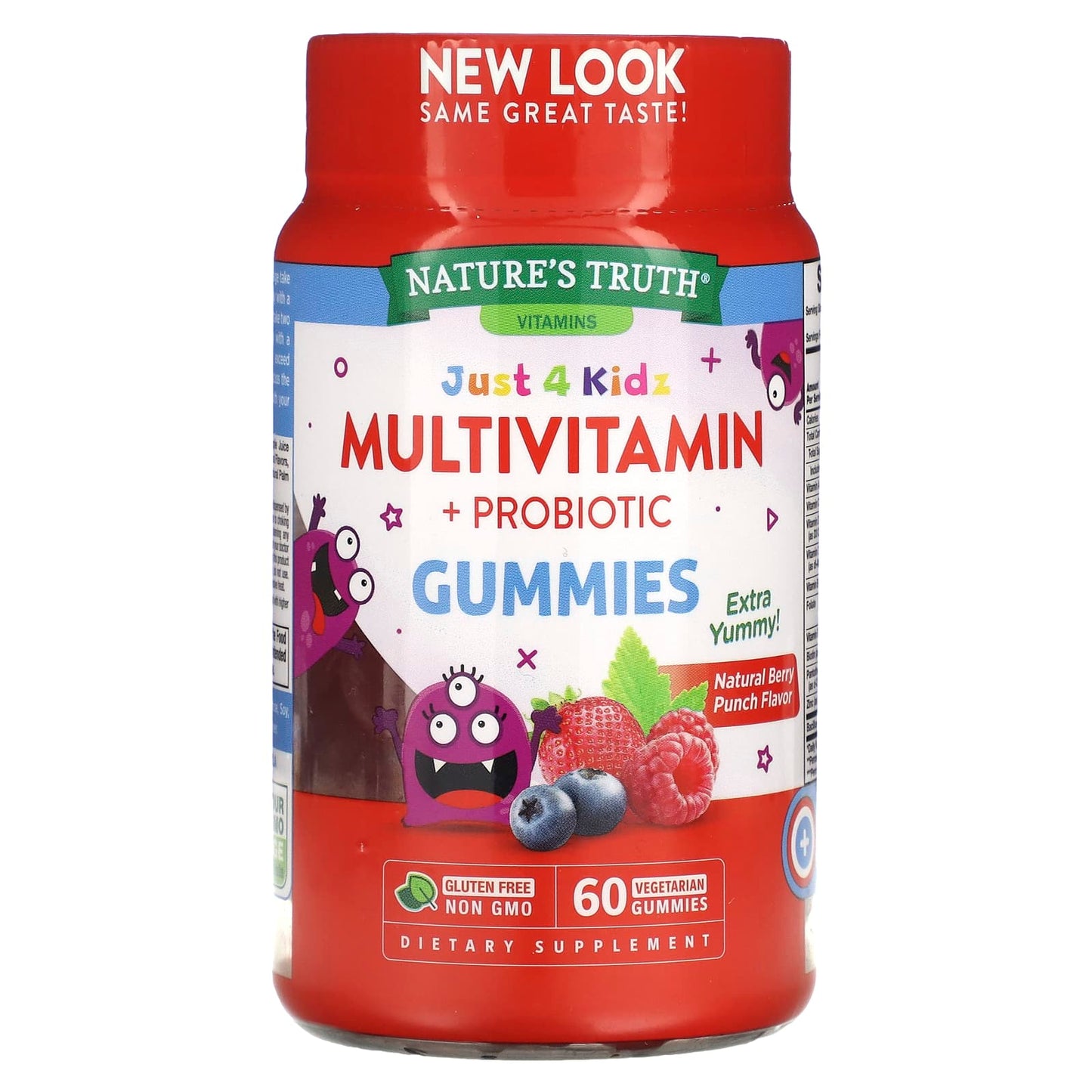 Nature's Truth, Just 4 Kidz, Multivitamin + Probiotic, Natural Berry Punch, 60 Vegetarian Gummies - Image 1