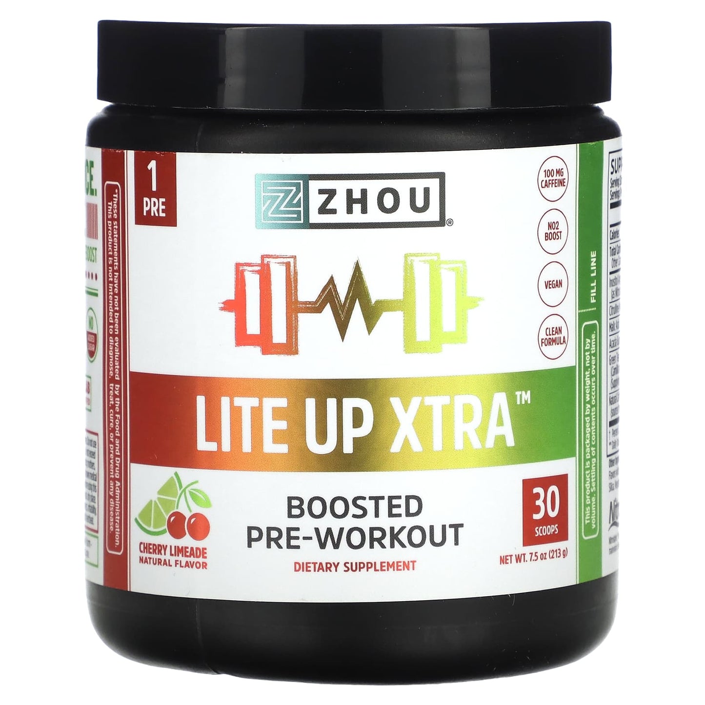 Zhou Nutrition, Lite Up Xtra, Boosted Pre-Workout, Cherry Limeade, 7.5 oz (213 g) - Image 1