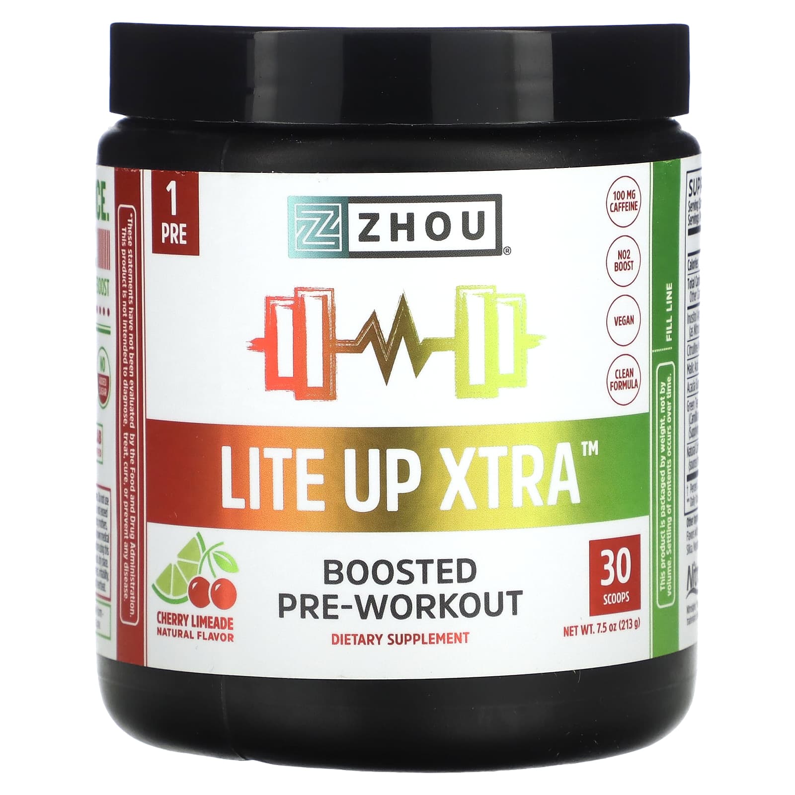 Zhou Nutrition, Lite Up Xtra, Boosted Pre-Workout, Cherry Limeade, 7.5 oz (213 g) - Image 1