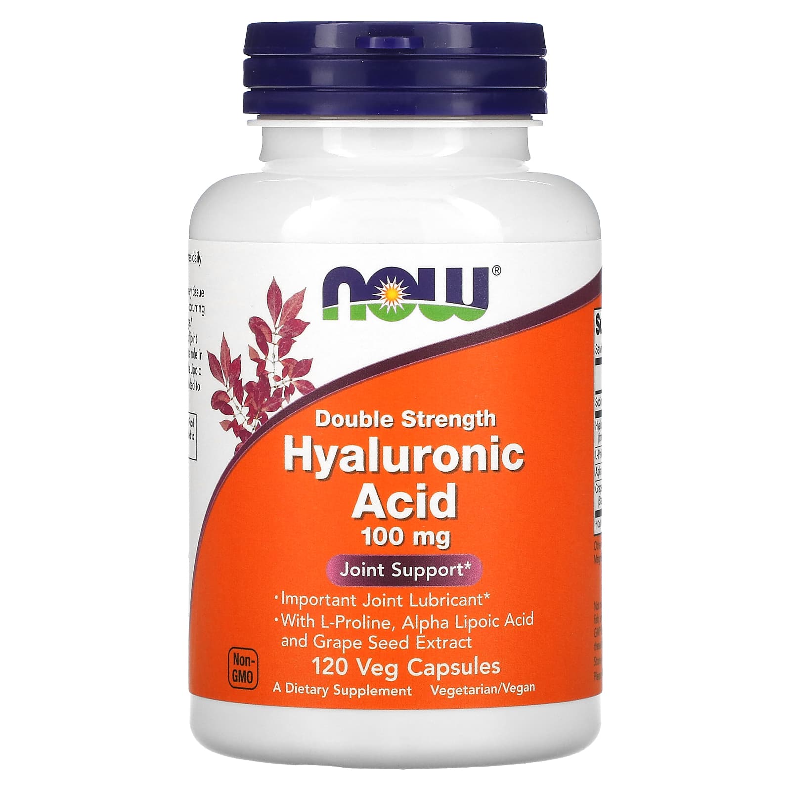 NOW Foods, Hyaluronic Acid, Double Strength, 100 mg, 120 Veg Capsules - Image 1