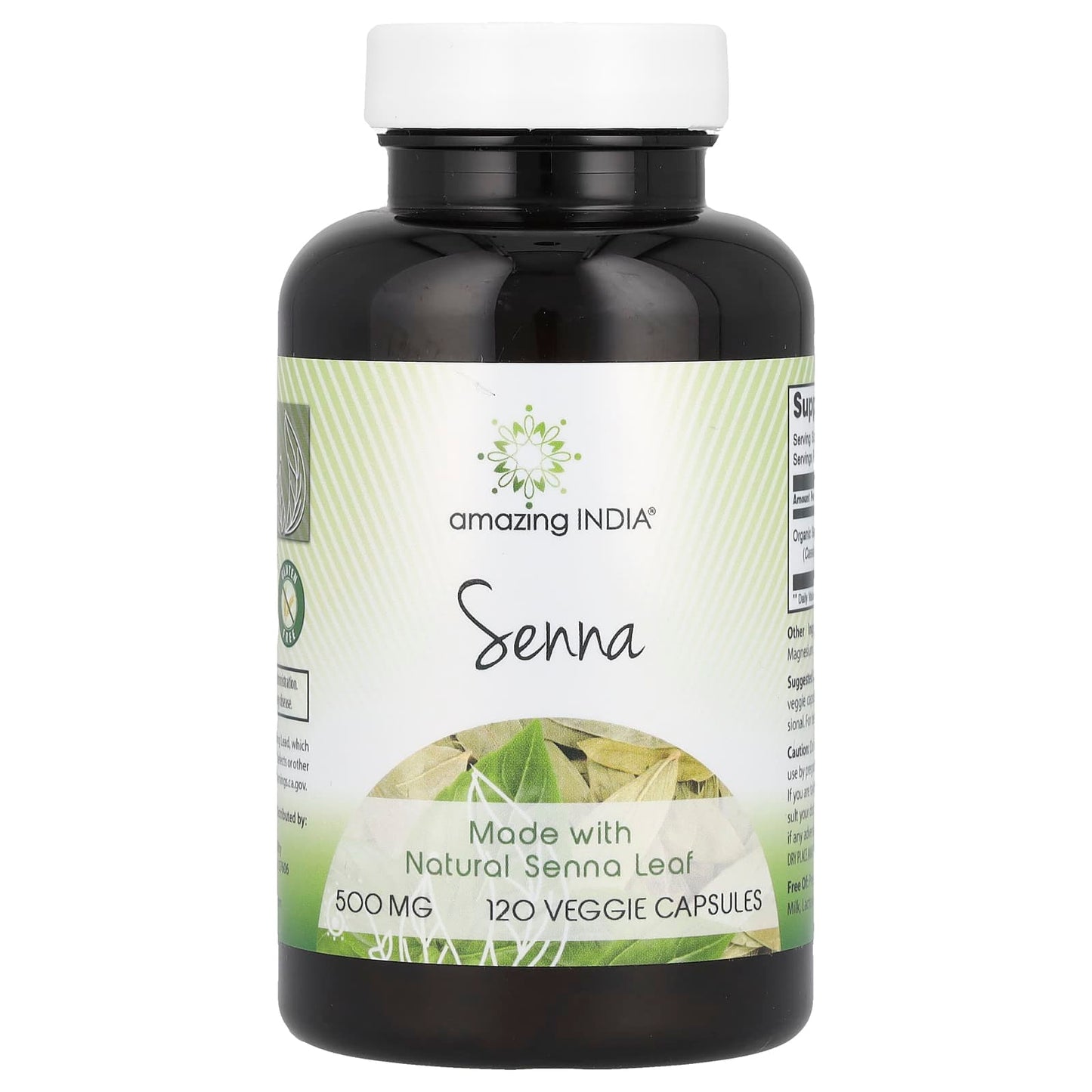 Natural Senna Leaf Dietary Supplement for Digestive Health - 120 Veggie Capsules - Image 1