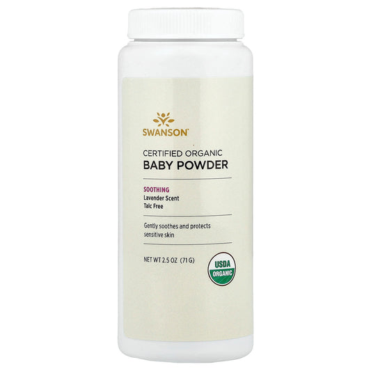 Swanson, Certified Organic Baby Powder, Lavender, 2.5 oz (71 g) - Image 1