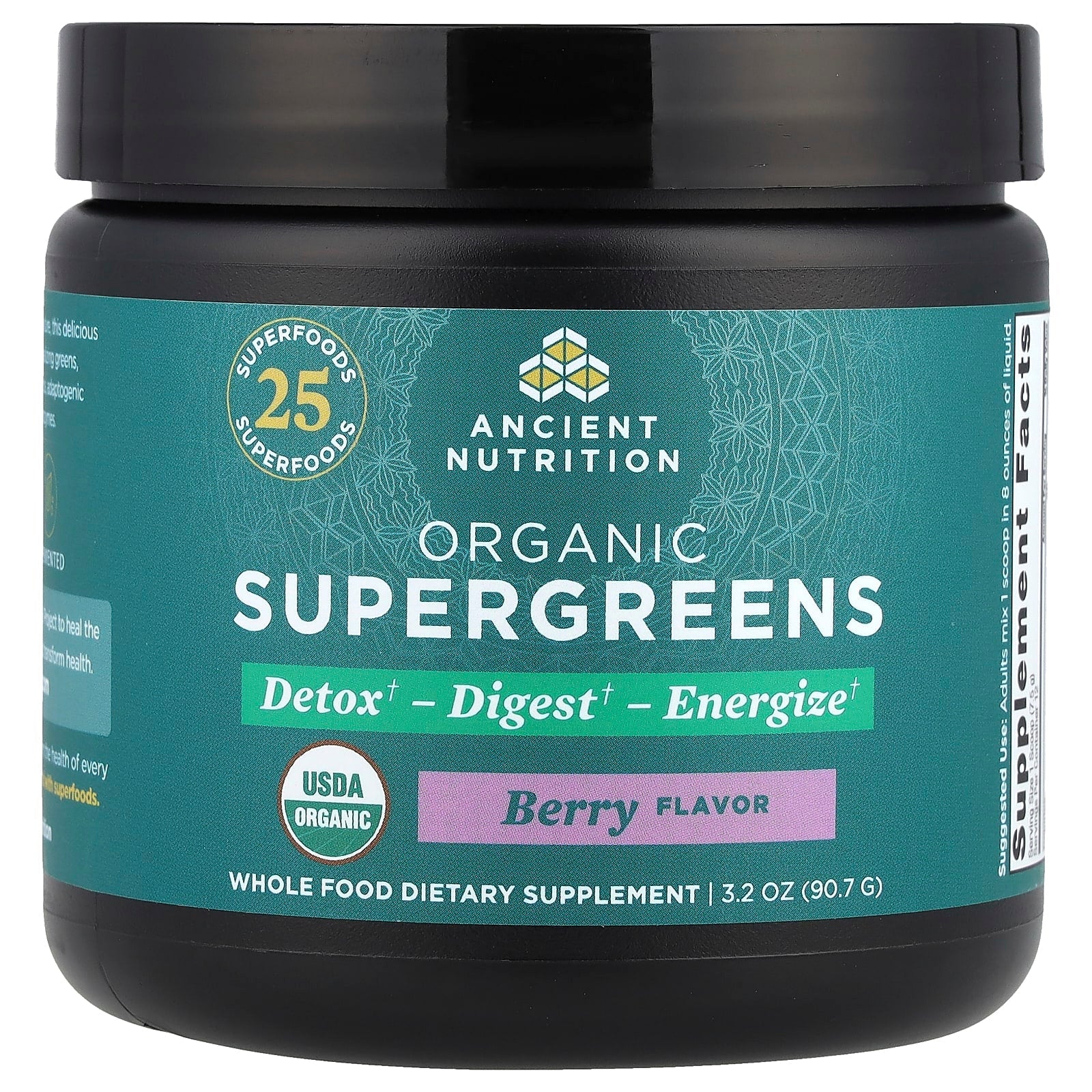 Ancient Nutrition Organic SuperGreens Berry Dietary Supplement - Image 1