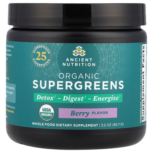 Ancient Nutrition Organic SuperGreens Berry Dietary Supplement - Image 1