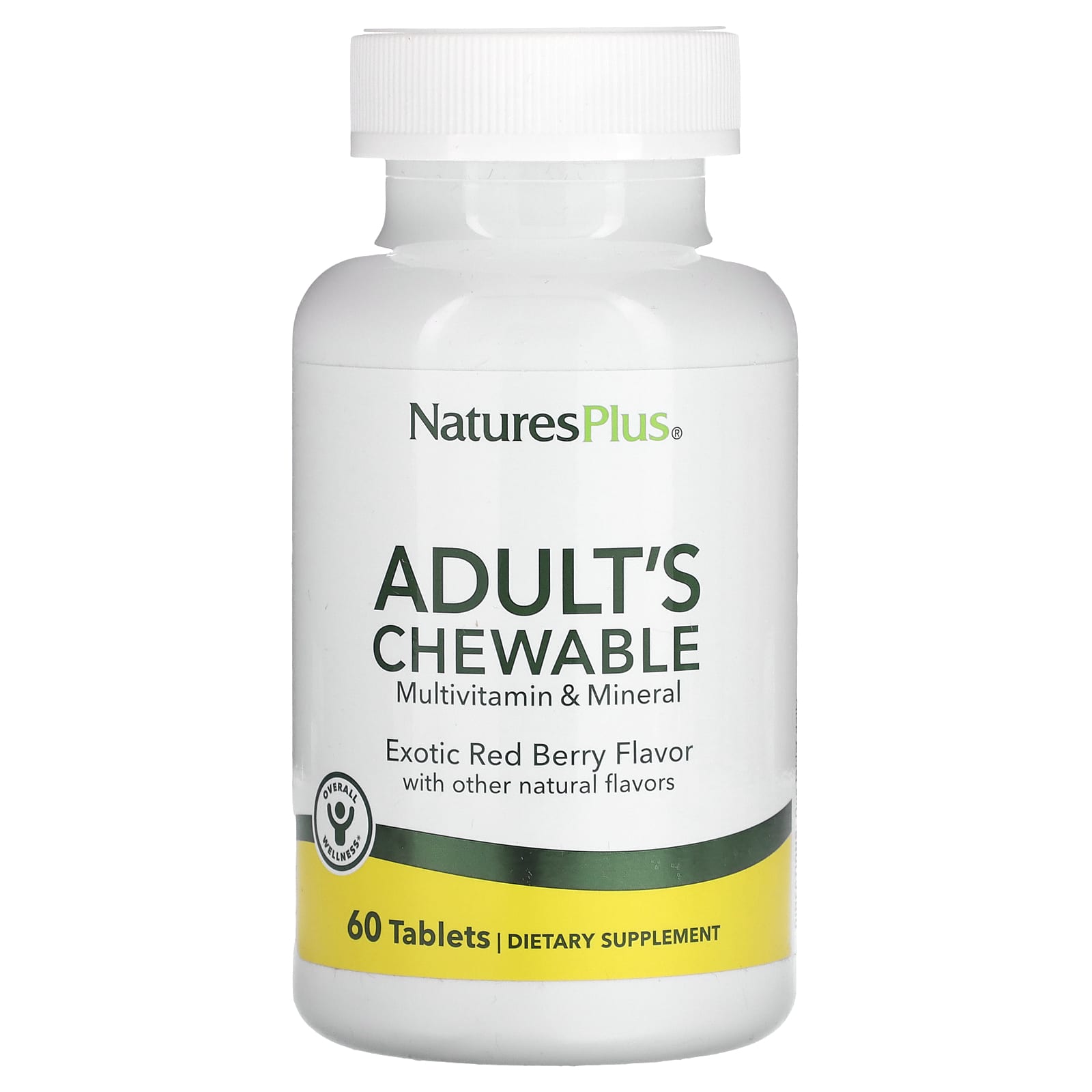 NaturesPlus, Adult's Chewable Multivitamin & Mineral, Exotic Red Berry  , 60 Tablets - Image 1
