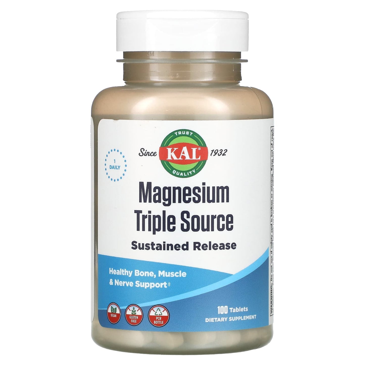 KAL Magnesium Triple Source Sustained Release Tablets 100 Count - Image 1