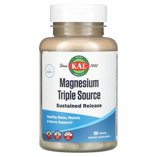 KAL Magnesium Triple Source Sustained Release Tablets 100 Count - Image 1