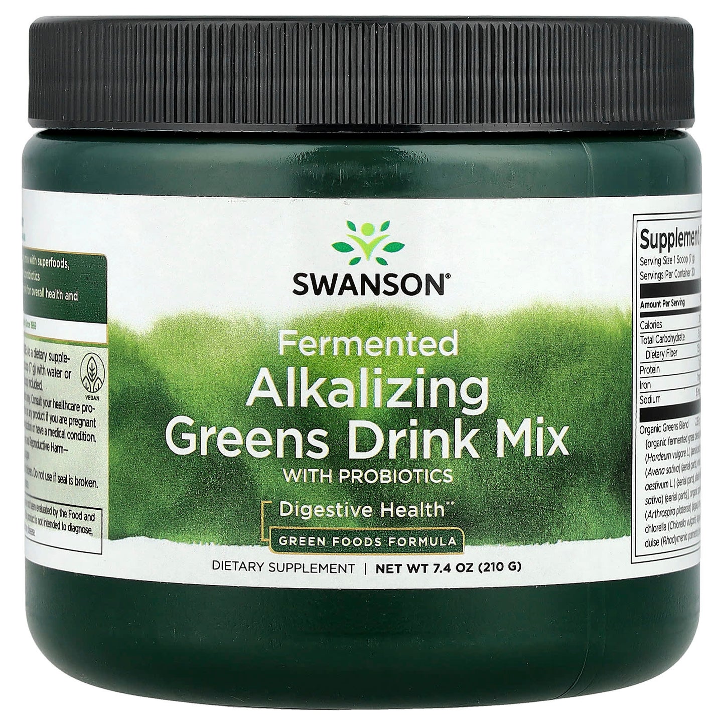 Swanson, Fermented Alkalizing Greens Drink Mix with Probiotics, 7.4 oz (210 g) - Image 1