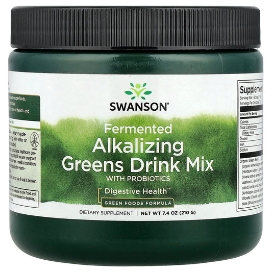 Swanson, Fermented Alkalizing Greens Drink Mix with Probiotics, 7.4 oz (210 g) - Image 1