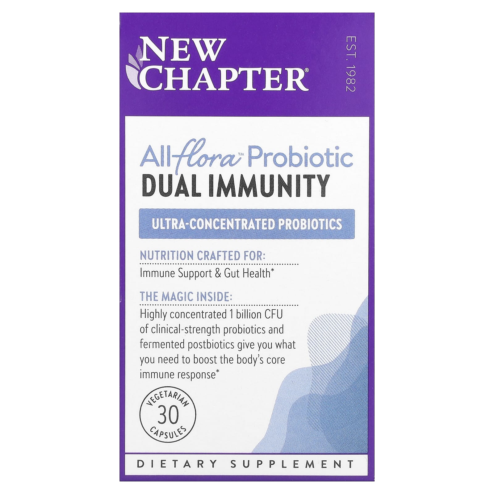New Chapter, All Flora™ Probiotics, Dual Immunity, 30 Vegetarian Capsules - Image 1