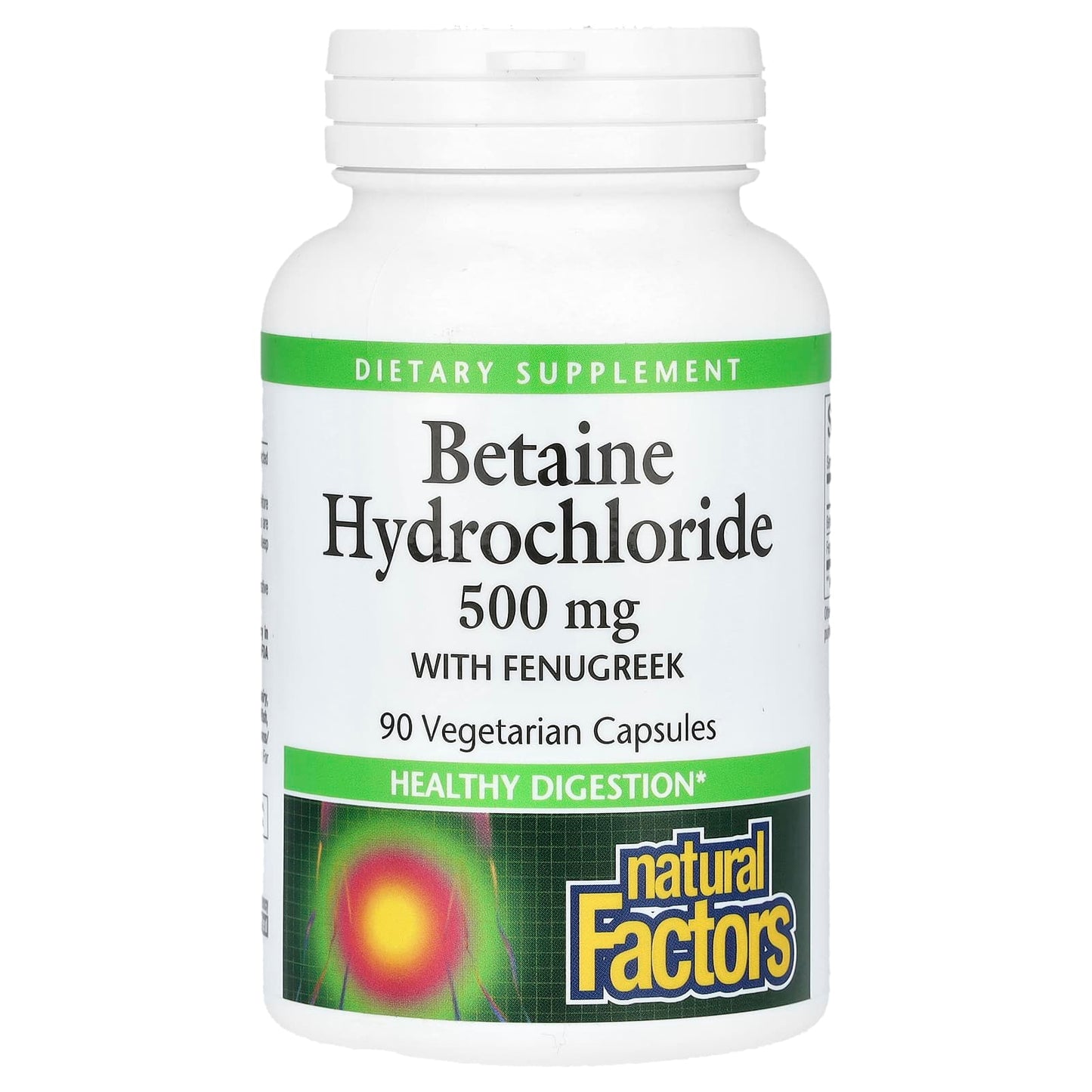 Natural Factors, Betaine Hydrochloride with Fenugreek, 500 mg, 90 Vegetarian Capsules - Image 1